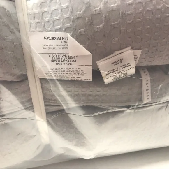 NEW Pottery Barn Honeycomb Cotton FULL/QUEEN Comforter Chambray Gray Mist READ